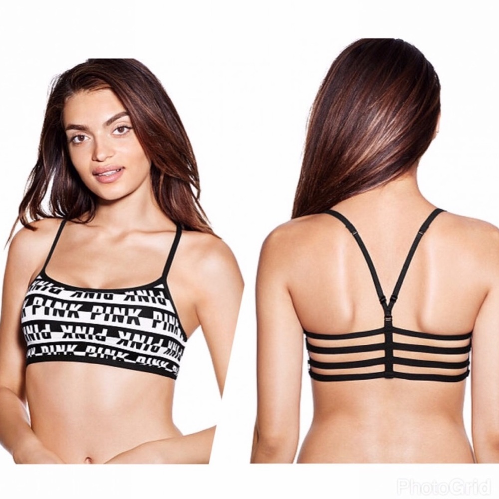Vs Pink Strappy Back Bralette